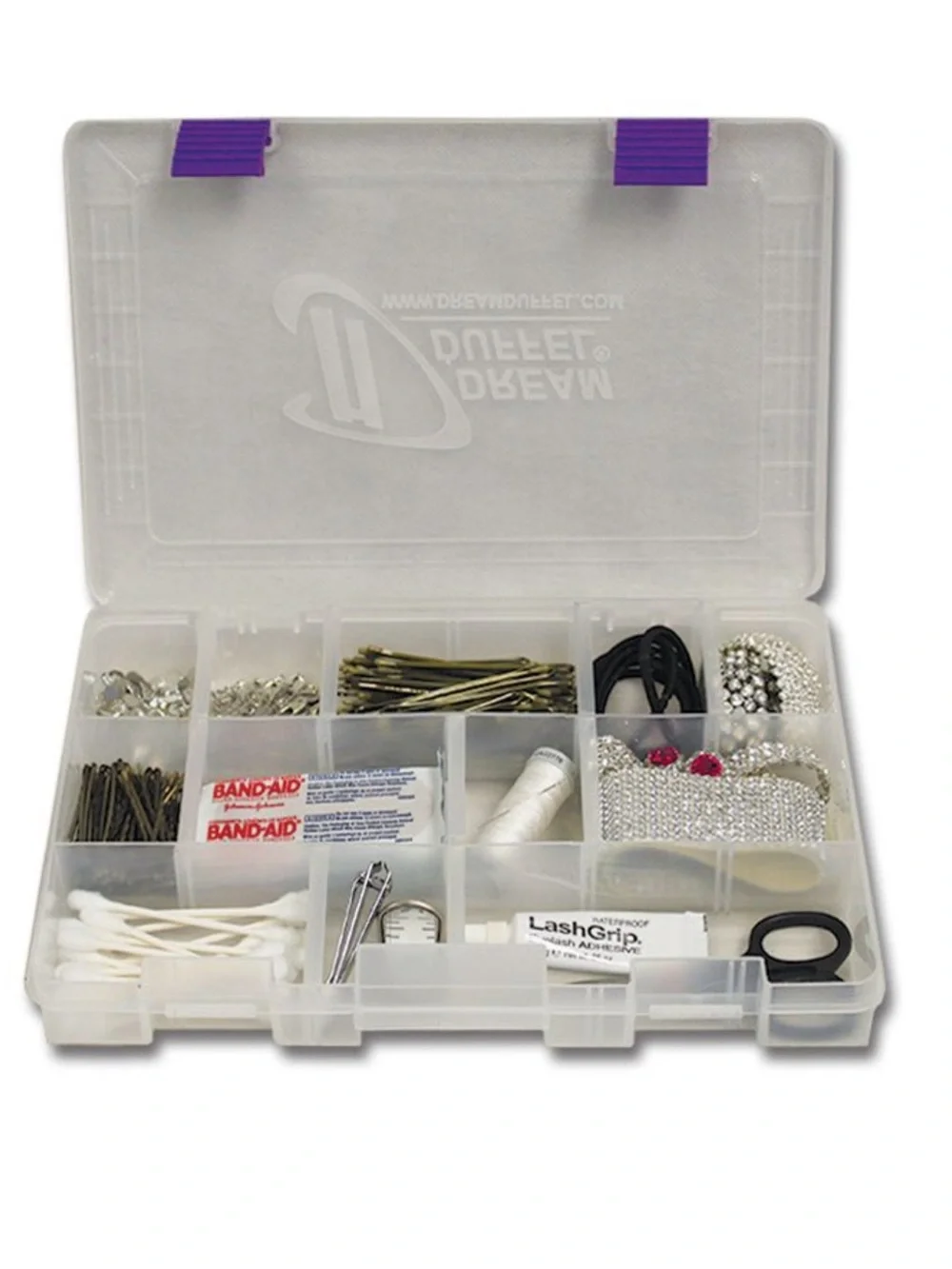 Dream Duffle Clear Plastic Storage Organizer Box with Purple Latches!